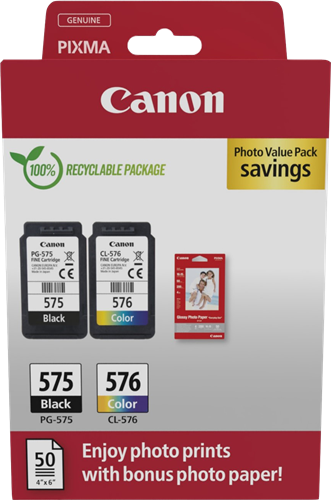 Canon PG-575+CL-576 czarny / różne kolory / Biały value pack