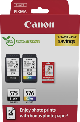 Canon PG-575+CL-576 Preto / várias cores / Branco Value Pack