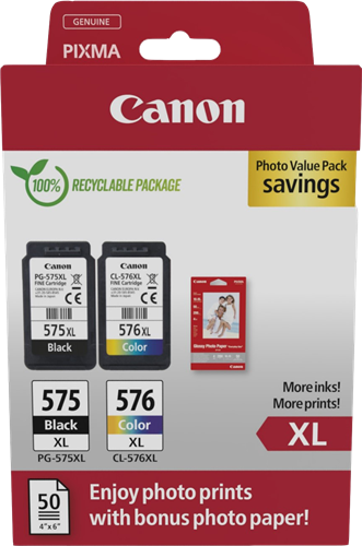 Canon PG-575XL+CL-576XL czarny / różne kolory / Biały value pack