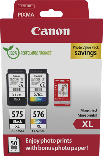 Canon PG-575XL+CL-576XL Preto / várias cores / Branco Value Pack