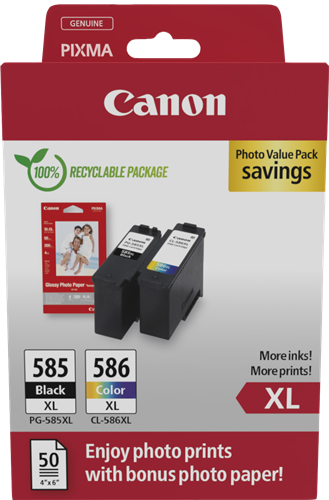 Canon PG-585XL+CL-586XL Preto / Cyan / Magenta / Amarelo Value Pack