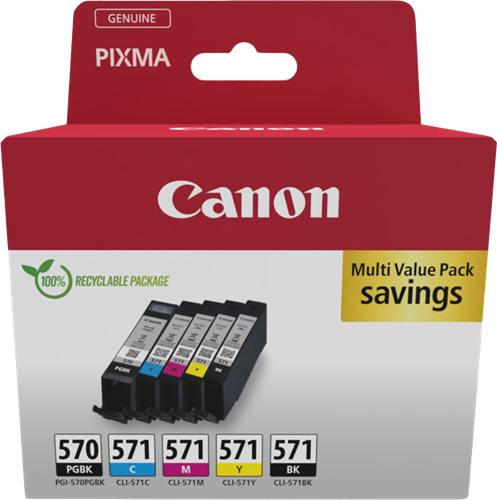 Canon PGI-570+CLI-571 Pack Preto / Preto / Cyan / Magenta / Amarelo