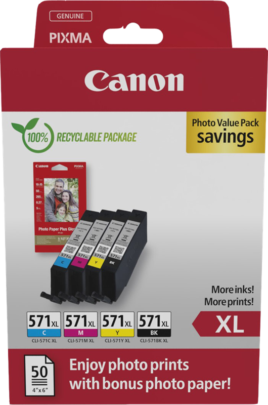 Canon Cyan / Schwarz Value / / Gelb XL CLI-571 Magenta Pack