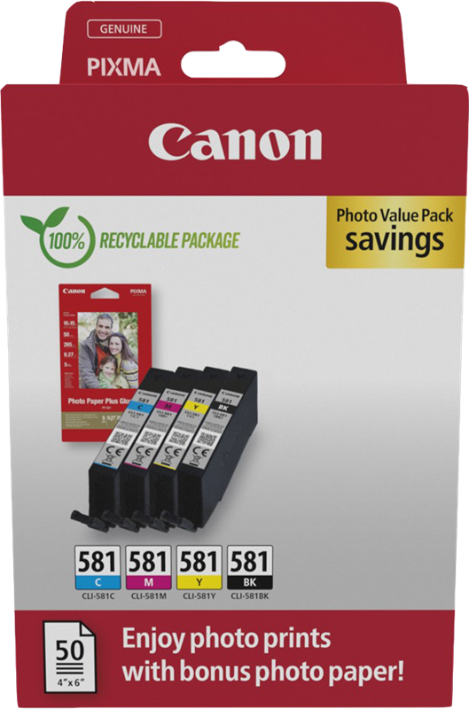 Canon CLI-581 Multipack Noir(e) / Cyan / Magenta / Jaune (2103C004)