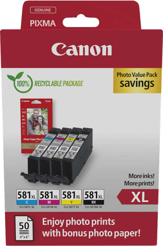 Canon PGI-580+CLI-581 MCVP Noir(e) / Cyan / Magenta / Jaune Value Pack