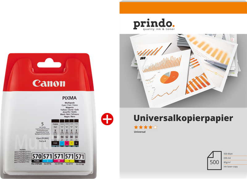 CANON Pack de 5 cartouches d'encre PGI-570 / CLI-571 PGBK/Noir