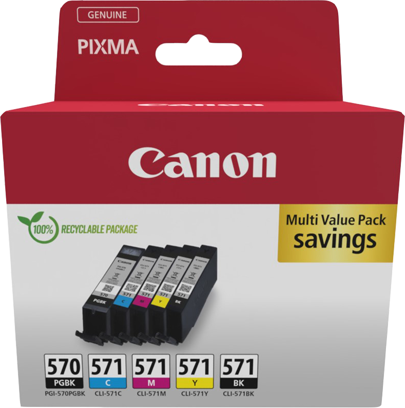 CANON Pack de 5 cartouches d'encre PGI-570 / CLI-571 PGBK /Noir/Cyan/Magenta/Jaune