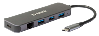 D-Link Hub USB-C 5 in 1 con Gigabit Ethernet/alimentazione Grigio