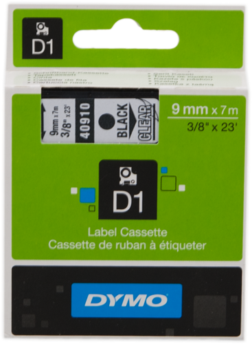 DYMO 40910 Banda D1 standard Nastro Nero su trasparente