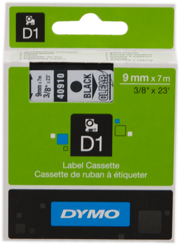 DYMO Fita rotuladora Preto sobre transparente