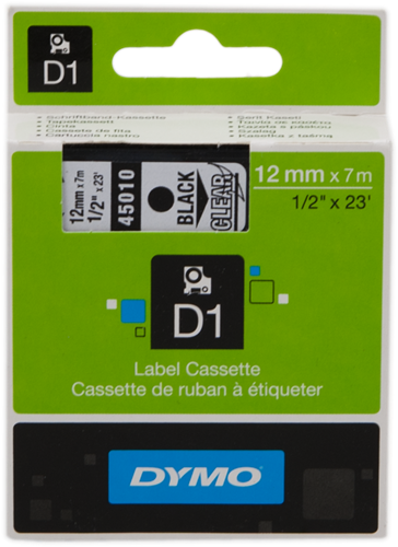 DYMO Fita rotuladora Preto sobre transparente