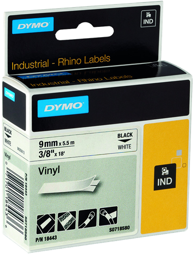 Schriftband Label Cassette 12mm x5,5m black on white wie Dymo 18444 kompatibel 