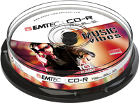 EMTEC 1x10 CD-R Discs Rohlinge WriteOnce 700MB 80min 52x Cakebox (ECOC801052CB) 