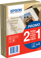 Epson Premium Glossy Fotopapier - 2 für 1 - 10 x15 cm Weiss