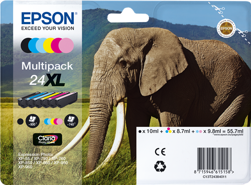 Epson 24 XL Pack Preto / Cyan / Magenta / Amarelo / Cyan (claro) / Magenta (claro)