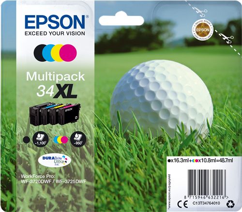 Epson 34XL Pack Preto / Cyan / Magenta / Amarelo