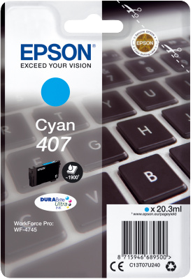 Epson 407 Cyan Cartouche d'encre