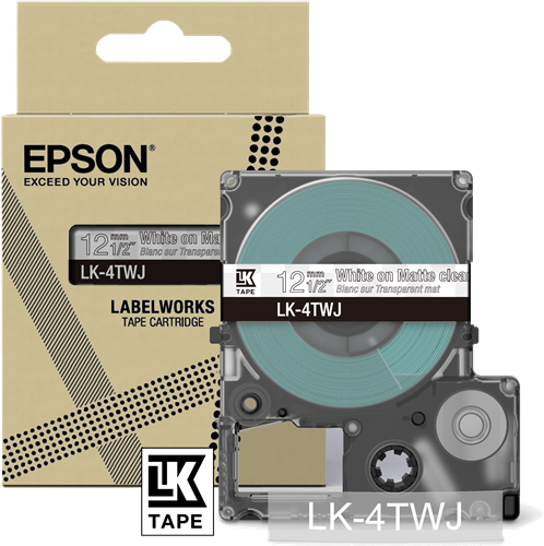 Epson LK-4TWJ Fita rotuladora BrancosobreTransparente
