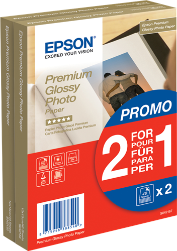 Epson Premium Glossy Fotopapier 2 für 1 10x15 Weiss