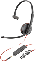 HP Poly Blackwire 3215 USB-C mono headset +3,5mm plug + USB-C/A adapter zwart