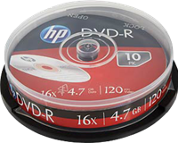 HP 1x10 DVD-R / 4.7GB / Cakebox 
