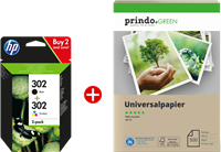 HP 302 czarny / różne kolory value pack + Prindo Green Recyclingpapier 500 Blatt