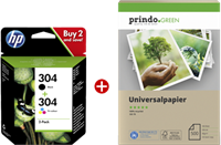 HP 304 Preto / várias cores Value Pack + Prindo Green Recyclingpapier 500 Blatt