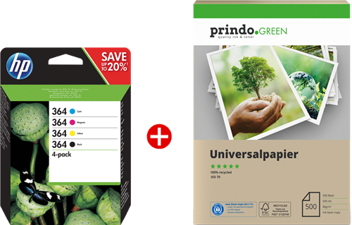 HP Photosmart B109f + Prindo Green Recyclingpapier 500 Blatt