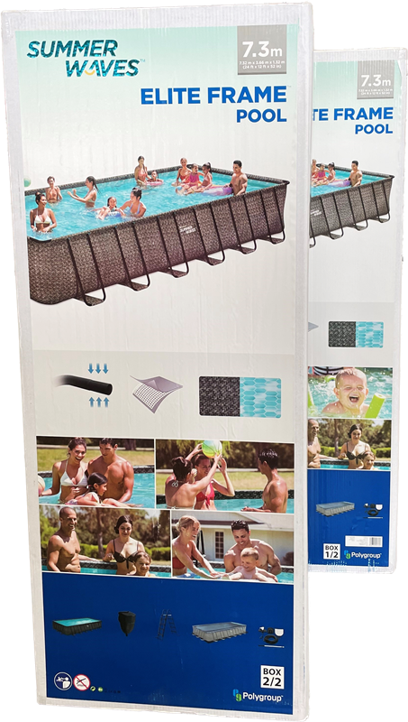 PolyGroup Elite piscine rectangulaire Frame rotin gris 7,32x3,66x1,32m