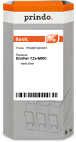 Prindo Basic Schriftband Schwarz auf Silber