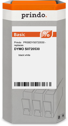 Prindo Basic Fita rotuladora Preto sobre branco