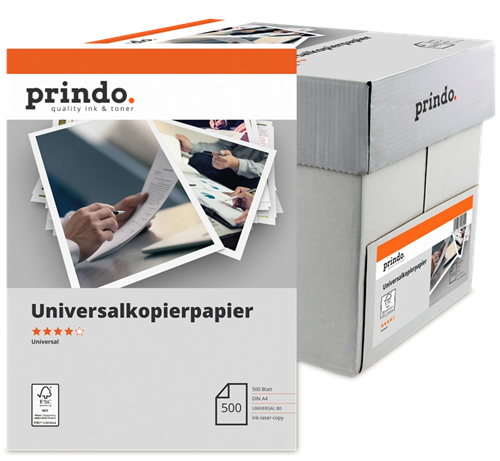 Prindo Carta da copia universale A4, 5 confezioni da 500 fogli Bianco