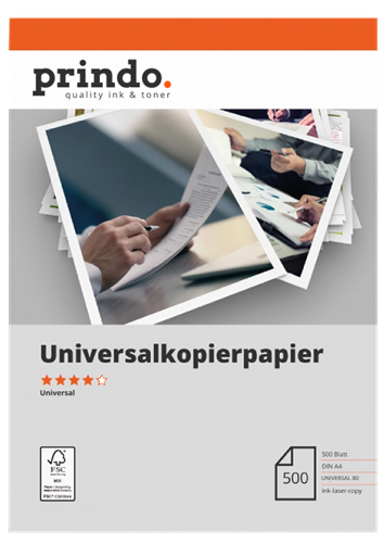 Prindo Carta per fotocopie universale A4, 500 fogli Bianco