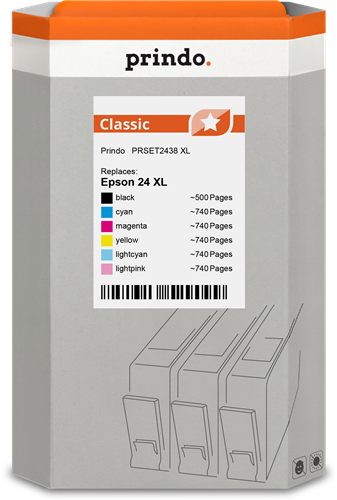 Prindo Classic XL Pack Preto / Cyan / Magenta / Amarelo / Cyan (claro) / Magenta (claro)
