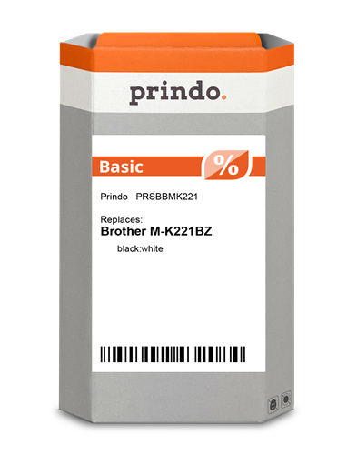 Prindo Fita rotuladora Preto sobre branco