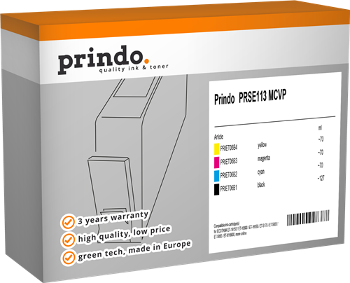 Prindo PRSE113 MCVP Multipack Schwarz / Cyan / Magenta / Gelb