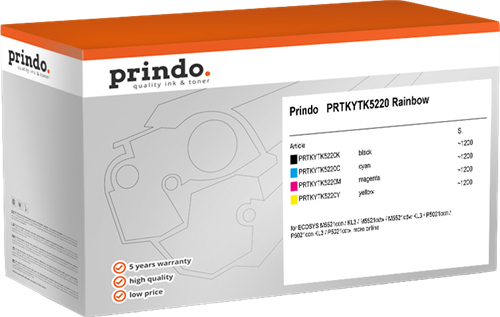 Prindo PRTKYTK5220 Rainbow MCVP Schwarz / Cyan / Magenta / Gelb Value Pack