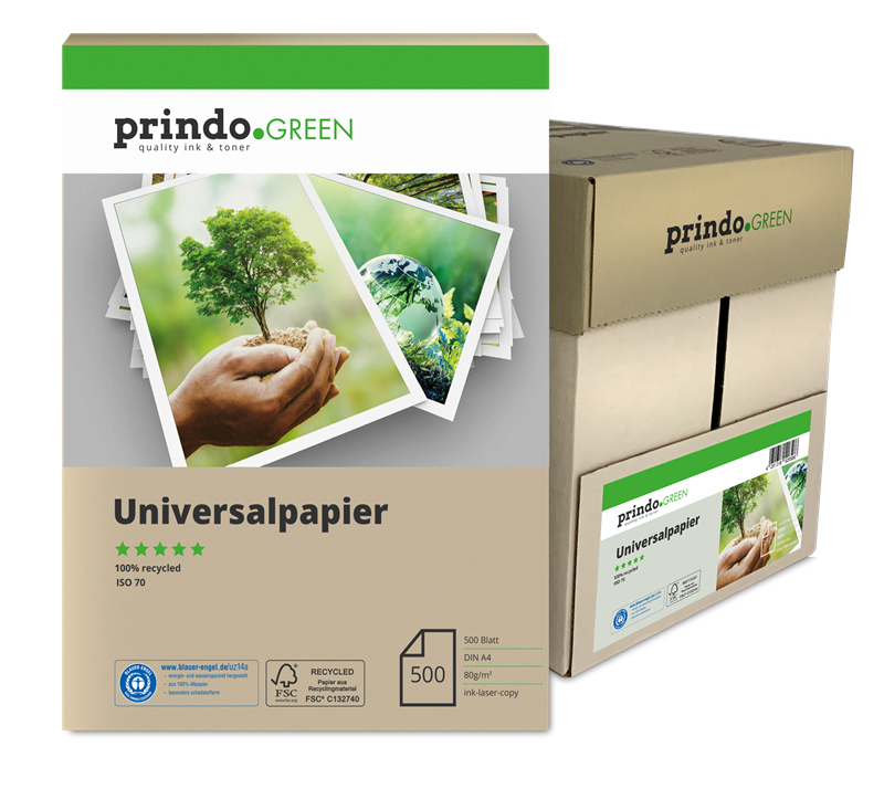Prindo A4 Recycling Universalpapier 5x500 Blatt rauchweiß