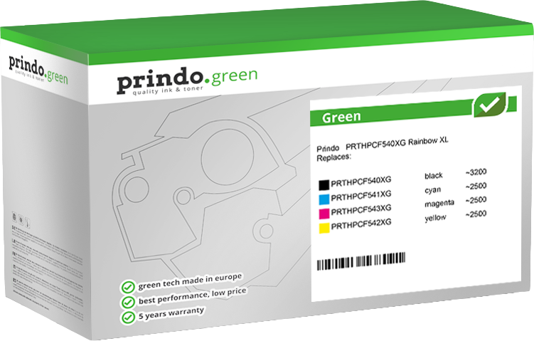 Prindo Green XL Rainbow nero / ciano / magenta / giallo Value Pack