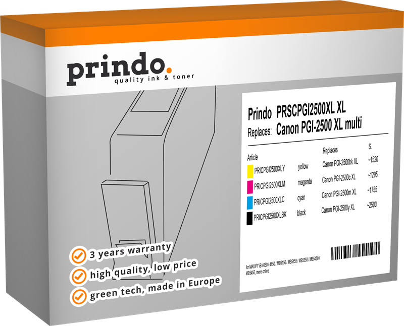 Prindo PRSCPGI2500XL Multipack nero / ciano / magenta / giallo
