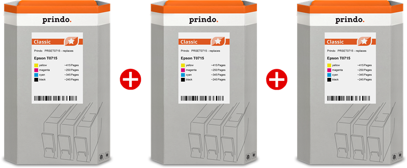 Prindo PRSET0715 3-Pack Multipack Schwarz / Cyan / Magenta / Gelb