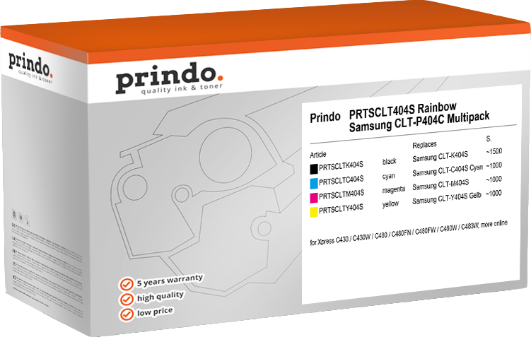 Prindo PRTSCLT404S Rainbow black / cyan / magenta / yellow value pack