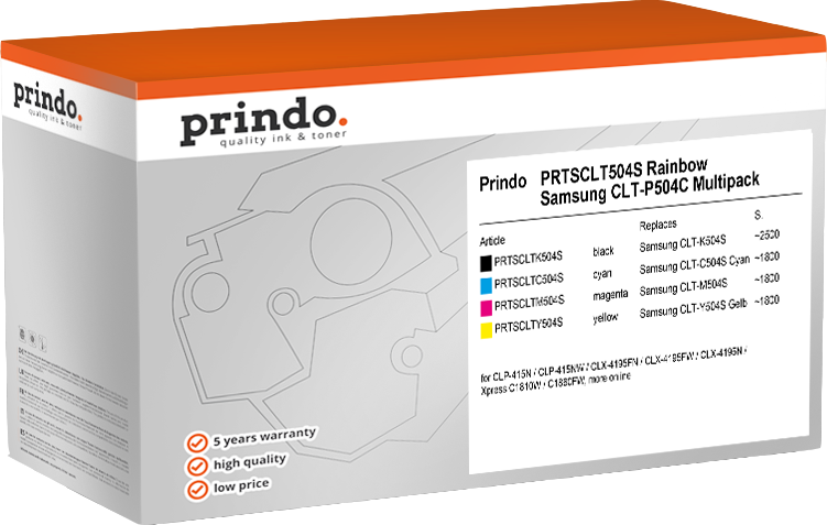 Prindo PRTSCLT504S Rainbow nero / ciano / magenta / giallo Value Pack