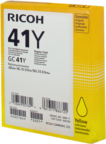 Ricoh Cartucho de gel GC41YHC amarillo