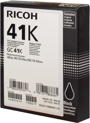 Ricoh Cartucho gel GC41BKHC Preto