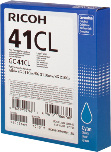Ricoh Cartucho gel GC41CL Cyan