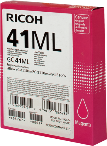 Ricoh Cartucho gel GC41ML Magenta