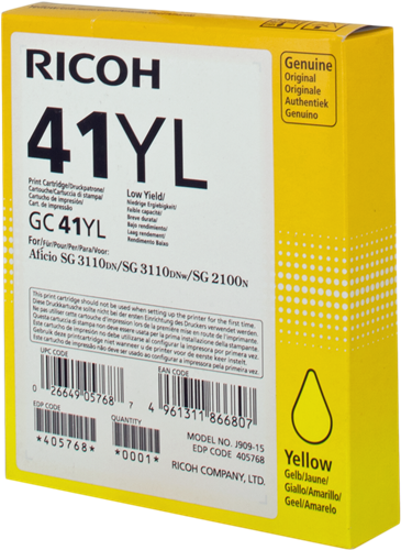 Ricoh gel cartridge GC41YL yellow