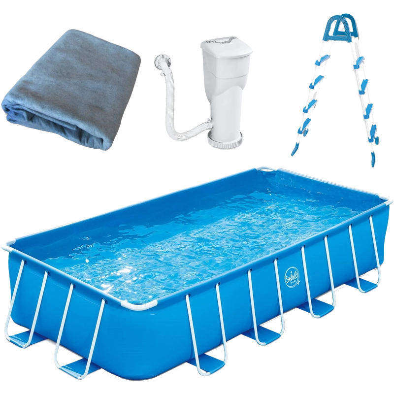 Swing Pools Premium Pool Komplettset 488x244x107 cm, blau, inkl. Leiter + Filterpumpe